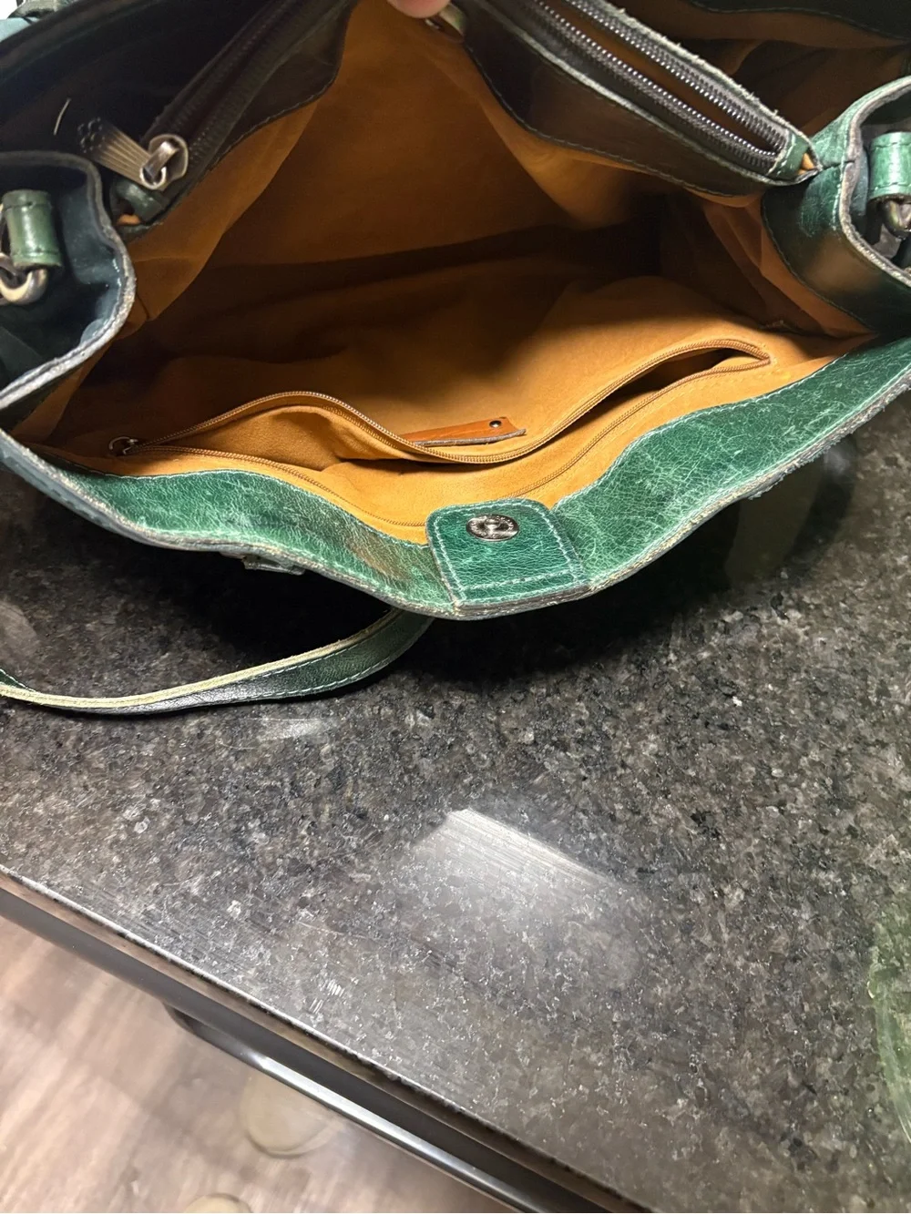 Patricia Nash Suede Leather Primrose Satchel handbag dark green